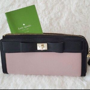 Kate Spade Mayfield Black and Pink Bow Wallet